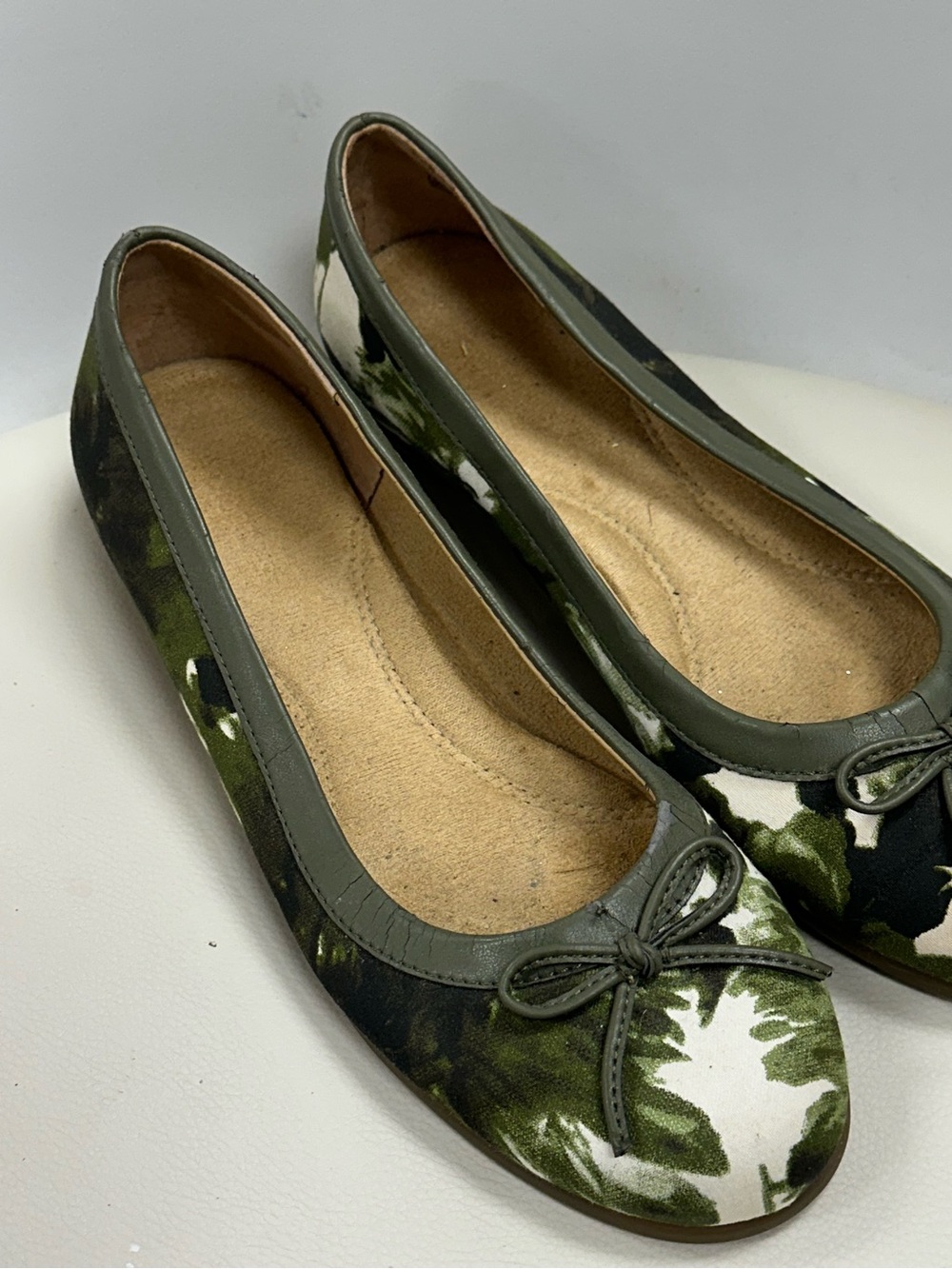 Aerosoles Bec 2 Differ Floral Ballet Flats Green Print Size 7M